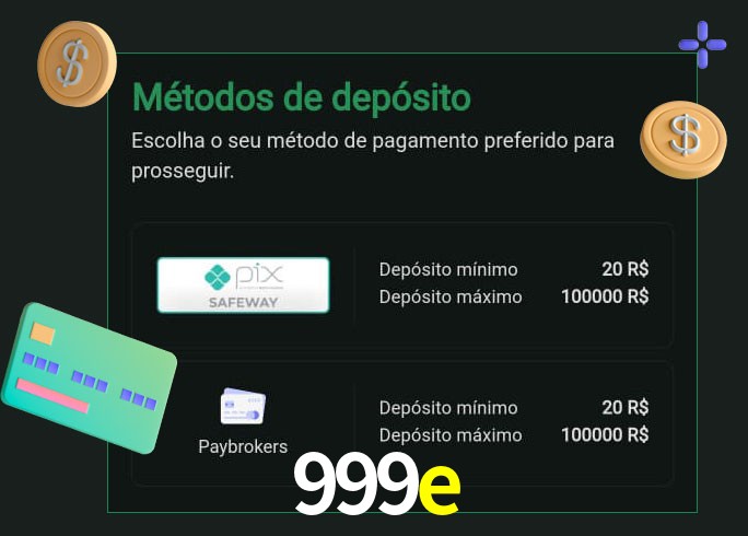 O cassino 999e oferece uma grande variedade de métodos de pagamento